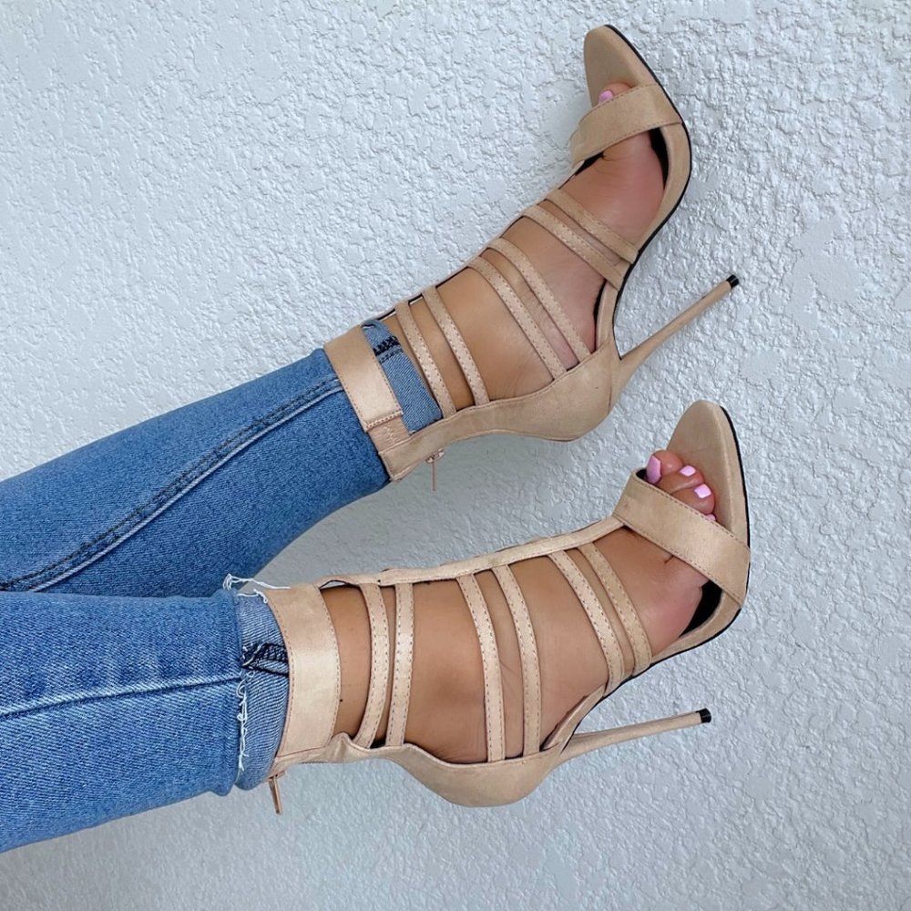 Black or nude caged heels